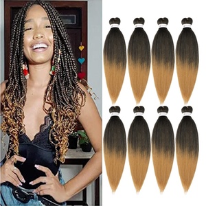 Braiding Hair Pre Stretched 24 inch 3 Packs Professional Yaki Synthetic Hot Water Easy To Install Hair for Braiding (1B/27#)(1B/27)