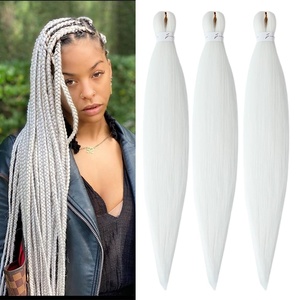 Braiding Hair Pre Stretched 24 inch 3 Packs Professional Yaki Synthetic Hot Water Easy To Install Hair for Braiding (1B/27#)(60#)
