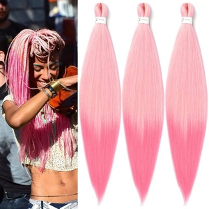 Braiding Hair Pre Stretched 24 inch 3 Packs Professional Yaki Synthetic Hot Water Easy To Install Hair for Braiding (1B/27#)(613Pink)