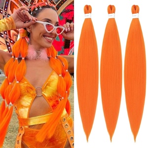 Braiding Hair Pre Stretched 24 inch 3 Packs Professional Yaki Synthetic Hot Water Easy To Install Hair for Braiding (1B/27#)(Orange)